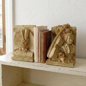 Beethoven Bookends Classical Music Symphony Cello Renaissance Vintage Heavy Vtg